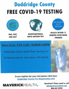 Free COVID-19 Testing @ Doddridge County Health Department