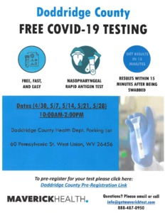 Free COVID-19 Testing (Rapid and PCR) @ Doddridge County Health Department