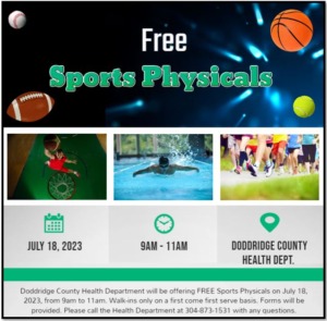 Free Sports Physicals @ Doddridge County Health Department