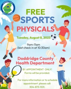 Free Sports Physicals @ Doddridge County Health Department